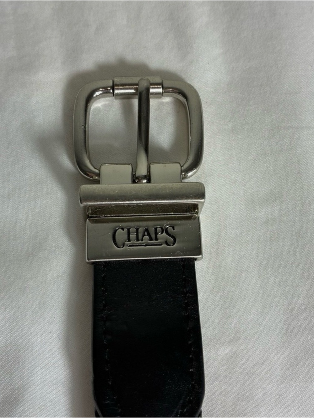 Chaps Black Braided Leather Belt with Silver-Tone Buckle